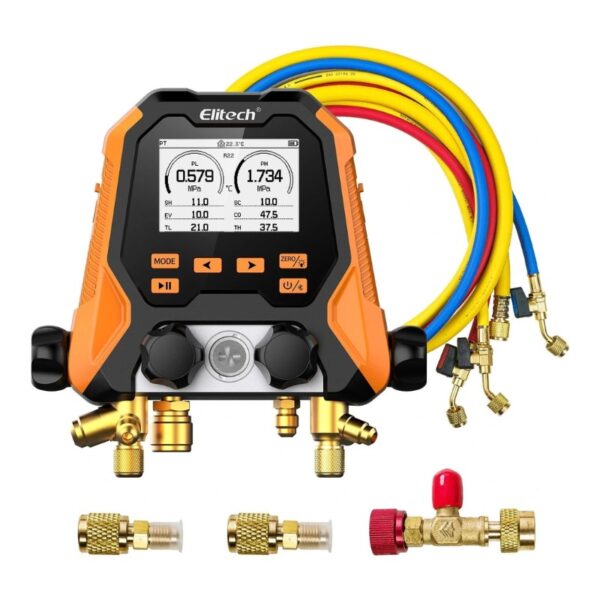 Elitech 4-VALVES Smart Digital Manifold Gauge Whole Set With Wireless Tc MS-870S - AP AC Distributors