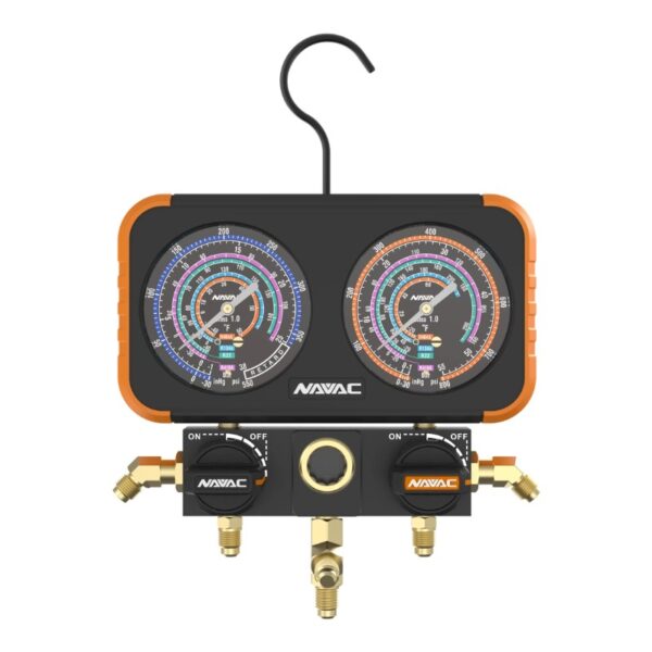 NAVAC Manifold Gauge , 3-18'' OD , Aluminum Body, R22/410A/134A/404A, No Hoses N2A4 - AP AC Distributors