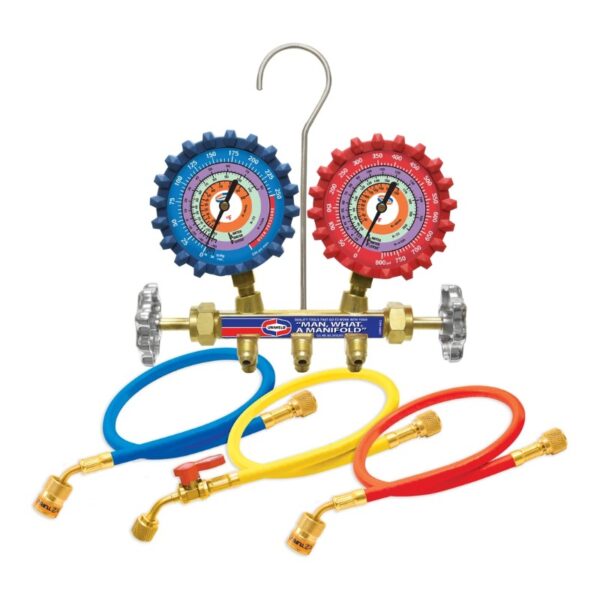 Uniweld 2-V Brass Manifold, Lpf 5FT E-Z Turn Anti-Blowback Hoses QS4L5HEZ - AP AC Distributors