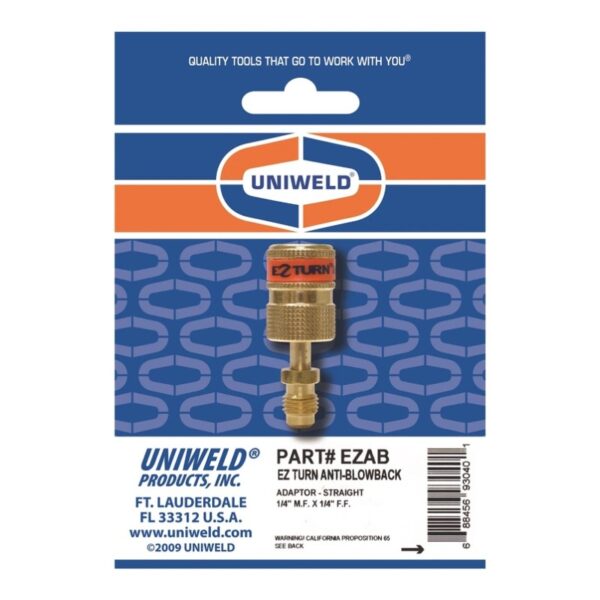 Uniweld Ez-Turn Anti-Blowback Adapter, 1/4" M.f. X 1/4" F.f., Straight - AP AC Distributors